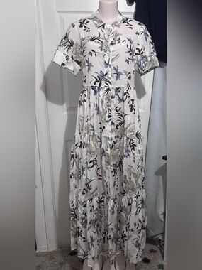 Erdem floral print tiered shirtdress